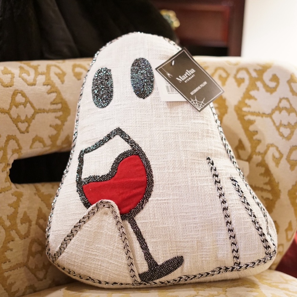 NWT Martha Stewart Ghost Wine Glass Throw Pillow Viral Homegoods Summerween RARE